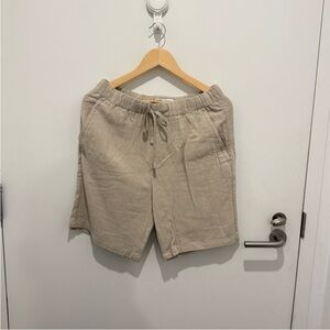 Zara Beige Linen Flat Front Men's Shorts